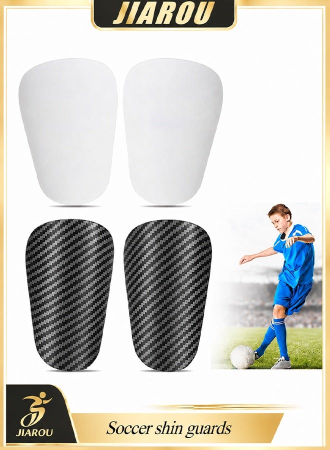 JIAROU 4 Pcs Mini Soccer Shin Guards - Small, Youth & Kids Sizes, for Boys & Girls(Carbon fiber & White) - Image 1