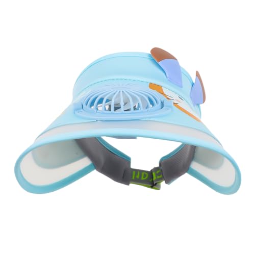 GREUS Kids Visor, Sun Visor Hat with USB Charging Fan, Cute Cartoon Design, Wide Brim Empty Top Sunhat for Boys Girls Outdoor - Image 4