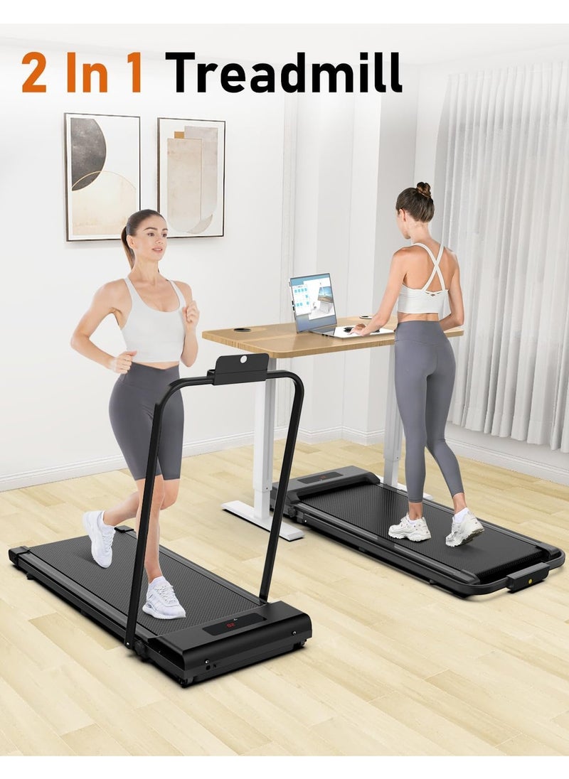 OHAHO - Treadmill Walking Pad Under Desk Foldable Treadmill Walking Pad with Handle Bar Portable Folding Treadmills for Home/Office 300 Lbs Capacity Quiet Desk Treadmill with Remote Control LED Display - Image 1