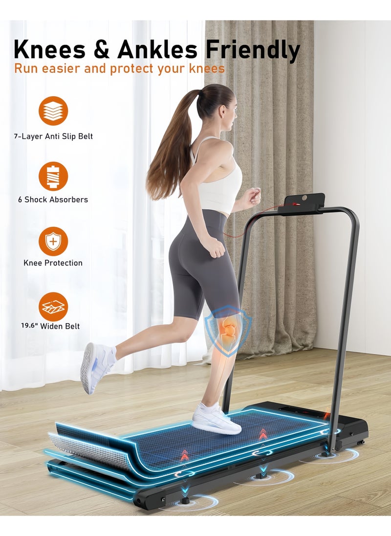 OHAHO - Treadmill Walking Pad Under Desk Foldable Treadmill Walking Pad with Handle Bar Portable Folding Treadmills for Home/Office 300 Lbs Capacity Quiet Desk Treadmill with Remote Control LED Display - Image 1