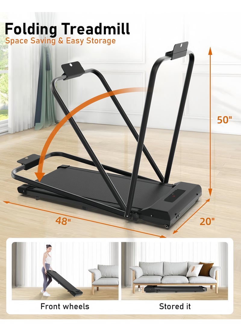 OHAHO - Treadmill Walking Pad Under Desk Foldable Treadmill Walking Pad with Handle Bar Portable Folding Treadmills for Home/Office 300 Lbs Capacity Quiet Desk Treadmill with Remote Control LED Display - Image 1