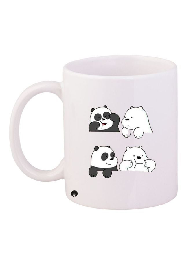 We Bare Bears Printed Coffee Mug White/Black 11ounce