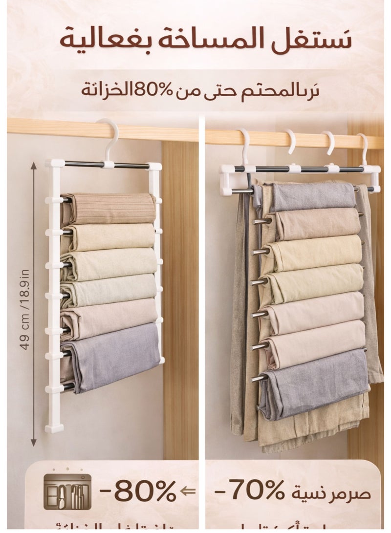 دوبيو منظم علاقات البناطيل دوبيو ذو 7 طبقات - رف متعدد الطبقات موفر للمساحة مع خطاف دوار 360 درجة لتخزين الملابس في الخزانة - Image 3