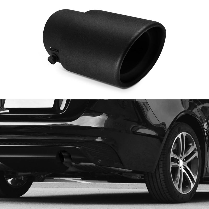 HEVLE Stainless Steel Car Exhaust Tip Universal Car Exhaust Pipe Modification Tail Throat Tail Pipe ChromePlated Finish Exhaust Tailpipe Universal Car Accessories Fits Most Car Black Straight