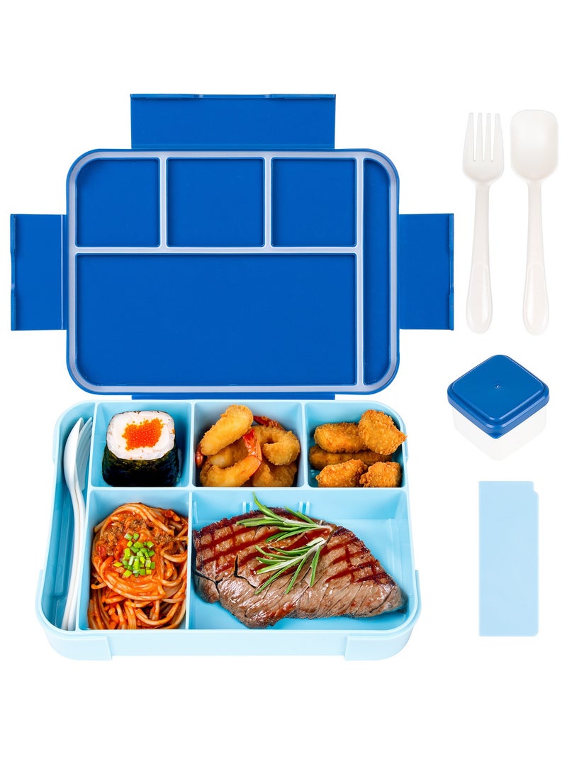 Gonice Lunch Box for Kids, 1330ML Bento Box Adult Lunch Box with 6 Compartment, Leakproof Snack Boxes with Utensil Sauce Dressing Containers, Reusable On-the-Go Meal and Snack Packing - Image 1