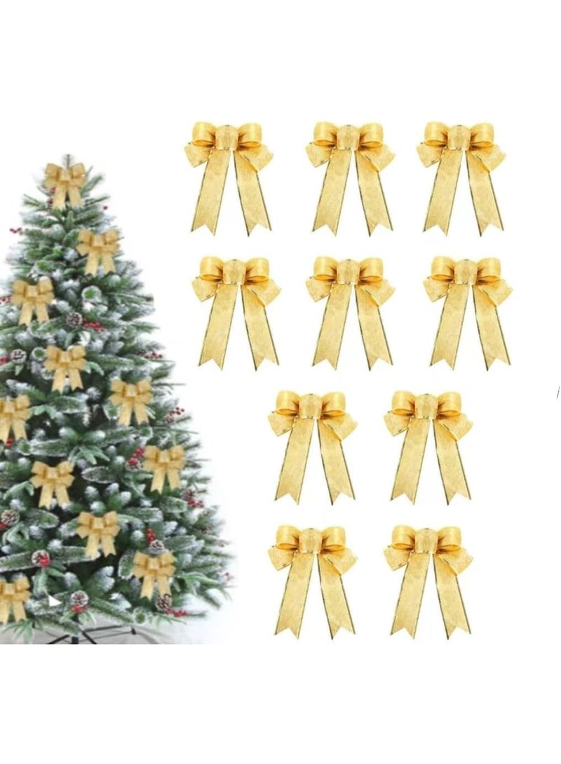 Home Care 10 قطع من أقواس شجرة عيد الميلاد اللامعة - زينة متلألئة للتعليق لتزيين العطلات | أقواس زخرفية لامعة لأشجار عيد الميلاد، إكليل، زينة، هدايا وديكور الحفلات - Image 1