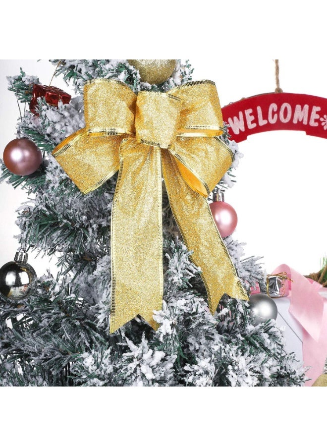 Home Care 10 قطع من أقواس شجرة عيد الميلاد اللامعة - زينة متلألئة للتعليق لتزيين العطلات | أقواس زخرفية لامعة لأشجار عيد الميلاد، إكليل، زينة، هدايا وديكور الحفلات - Image 4