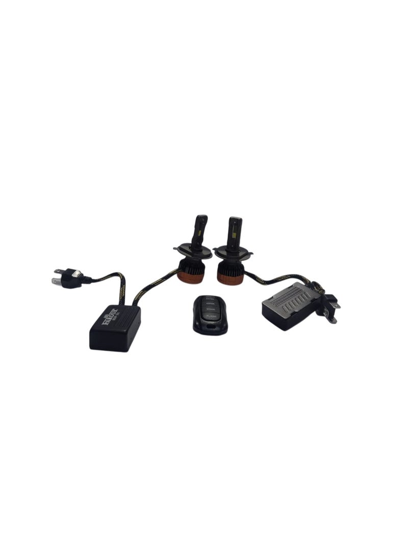 Farouk طقم مصابيح أمامية للسيارة A6 H4 LED مع جهاز تحكم عن بعد، سطوع أقصى 7000 لومن - Image 5