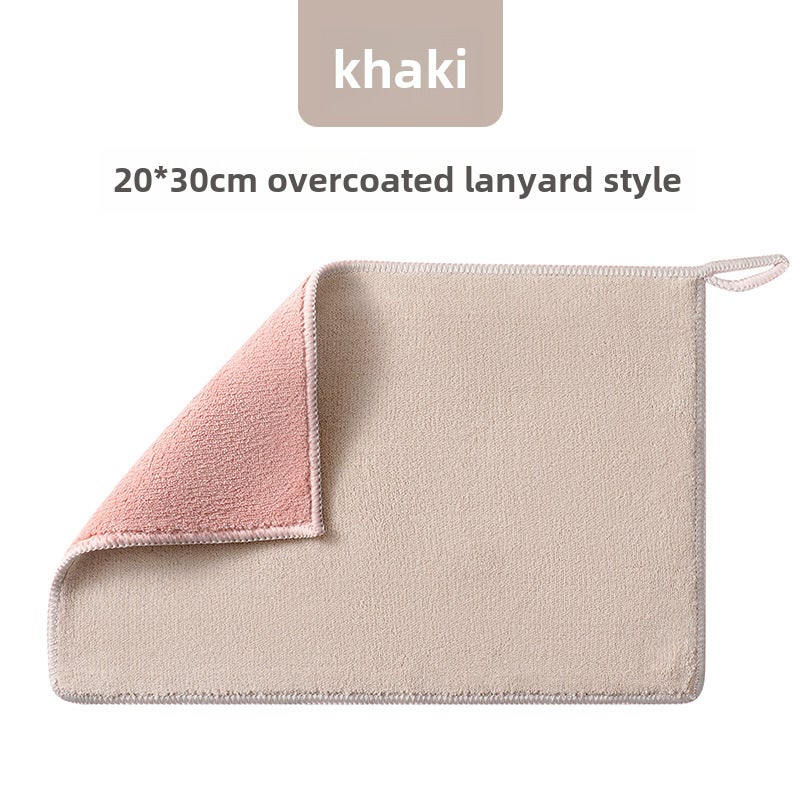 Thick Microfiber Cleaning Cloths Absorbent Home Kitchen Khaki 20*30cm-Hanging Lanyard