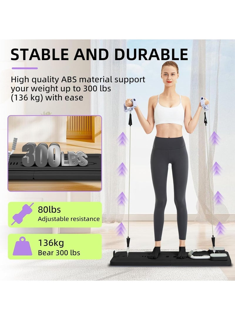 Y&D （Black）Pilates Board - Pilates Reformer Set Multi-Purpose Foldable Pilates Reformer Board for Home, 5 in 1 Pilates Sliding Board (Purple)  - Image 2