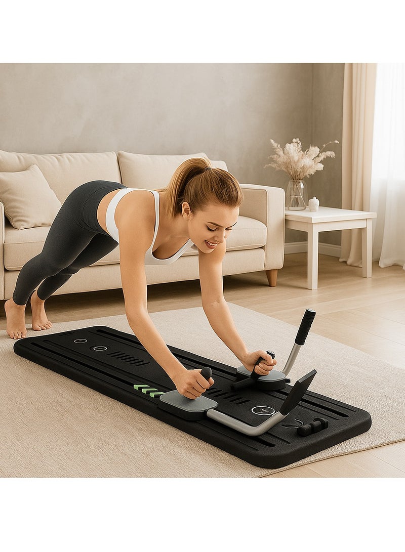 واي آند دي (أسود) لوح بيلاتيس - مجموعة بيلاتيس ريفورمر لوح بيلاتيس ريفورمر قابل للطي متعدد الأغراض للاستخدام المنزلي، لوح بيلاتيس منزلق 5 في 1 لوح بيلاتيس ريفورمر منزلق متعدد الوظائف مزود بمؤقت جهاز تدريب عضلات البطن لوح تمارين لوح بطن متعدد الوظائف، جهاز تدريب عضلات البطن، جهاز تدريب عضلات البطن، لوح البطن، لوح التمارين، معدات تمارين البطن، معدات تمارين البطن - Image 2