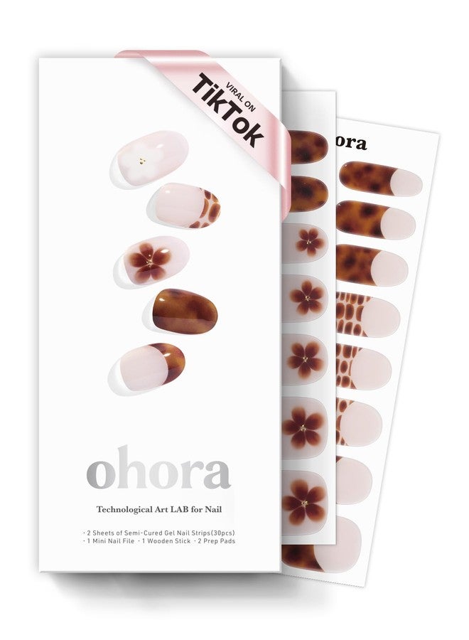 ohora Semi Cured Gel Nail Strips (N Tiki Tortoise) - Works with Any Nail Lamps, Salon-Quality, Long Lasting, Easy to Apply & Remove - Includes 2 Prep Pads, Nail File & Wooden Stick - Image 1