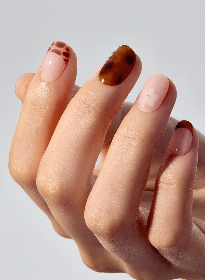 ohora Semi Cured Gel Nail Strips (N Tiki Tortoise) - Works with Any Nail Lamps, Salon-Quality, Long Lasting, Easy to Apply & Remove - Includes 2 Prep Pads, Nail File & Wooden Stick - Image 2