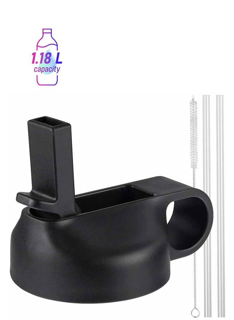 Excefore Lid Suitable For Hydro Flask,Straw Cap Wide-Mouth Water Bottle 18 32 40 Ounces (About 1.18 Liters) Wide Mouth, Straw Top Cap Replacement Cap (With 2 Straws And 1 Brush) - Image 1