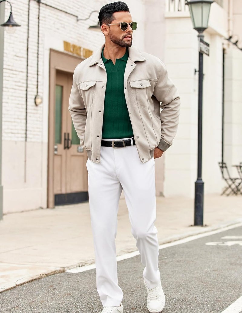 NORTHWIND Men's Cotton Full Sleeve Collar Polo Sweater for Man Rib Knitted Sweaters for Men Winter Pullover Sweater for Men (in, Alpha, L, ELLE Green) - Image 5