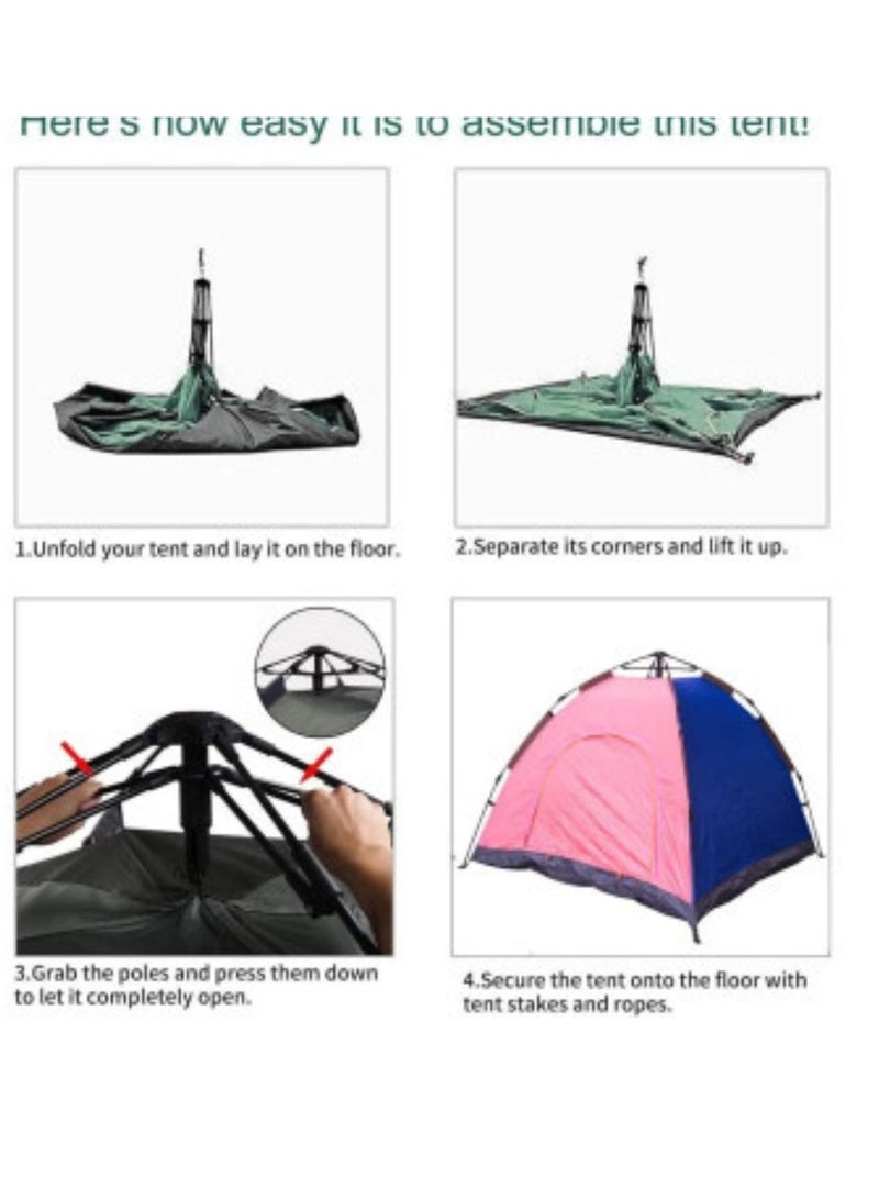 سبال خيمة تخييم أوتوماتيكية قابلة للطي لثلاثة أشخاص مع كرسي قابل للطي وكرة قدم - مجموعة خارجية كاملة - Image 5