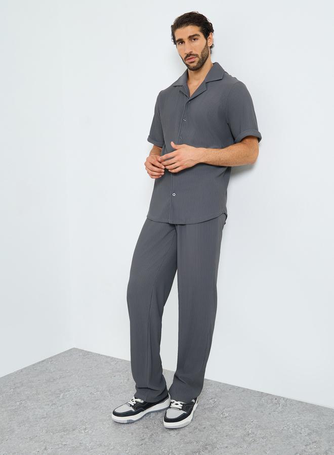 Styli Textured Ribbed Knit Relaxed Fit Shirt and Pants Co-Ords - Image 1