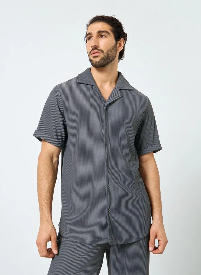 Styli Styli Textured Ribbed Knit Relaxed Fit Shirt and Pants Co-Ords