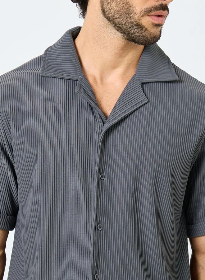 Styli Textured Ribbed Knit Relaxed Fit Shirt and Pants Co-Ords