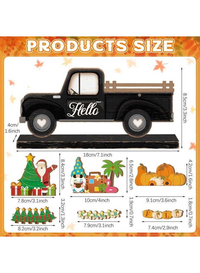 Anglechic 34 Pcs Valentines Day Interchangeable Truck Seasonal Sign Holiday Tier Tray Decor Set Farmhouse Rustic Wooden Welcome Ornaments Home Gifts - Image 2