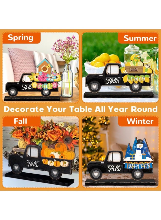 Anglechic 34 Pcs Valentines Day Interchangeable Truck Seasonal Sign Holiday Tier Tray Decor Set Farmhouse Rustic Wooden Welcome Ornaments Home Gifts - Image 5