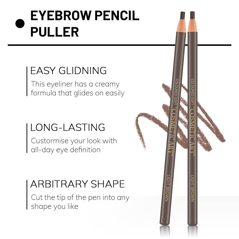 Ownest 6 Pcs Pull Cord Peel-off Eyebrow Pencil Tattoo Makeup and Microblading Supplies Set for Marking, Filling and Outlining, Waterproof and Durable Permanent Eyebrow Liner-Light Brown - Image 3