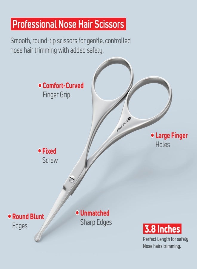 Suvorna Premium Beard & Mustache Set with Beard scissors for men - Facial Hair/Nose/Eyebrow Scissors - Slant Tweezers (4 Pcs Dark Blue) - Image 5