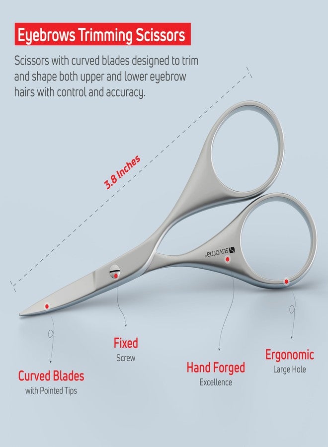 Suvorna Premium Beard & Mustache Set with Beard scissors for men - Facial Hair/Nose/Eyebrow Scissors - Slant Tweezers (4 Pcs Dark Blue) - Image 4