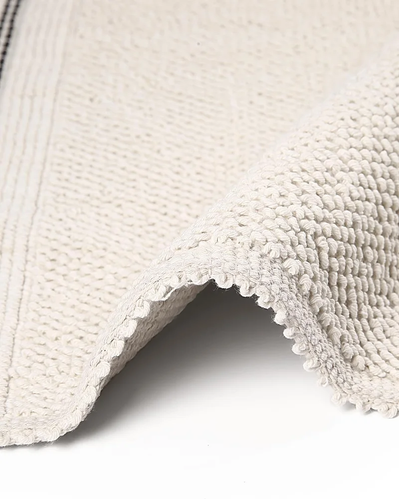 Bluenity Porto Natural Cotton 2-Piece Bathroom Rug Set 60X90+40X60 cm - Ecru