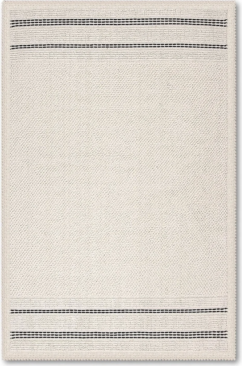 Bluenity Porto Natural Cotton 2-Piece Bathroom Rug Set 60X90+40X60 cm - Ecru