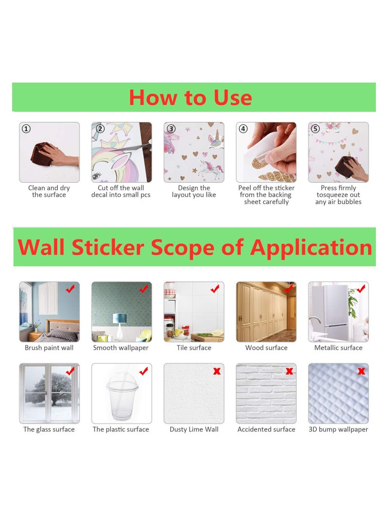 Zikra Unicorn Wall Decals Stickers for Girls Room Large Size Unicorn Wall Stickers Decors for Gilrs Kids Bedroom Birthday Party for Nursery - Image 3