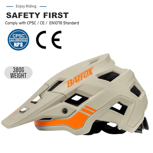 BATFOX Bike Helmet,Mountain Bike Helmet Helmets for Men Women Adults Youth (Khaki, M(54-57CM)) - Image 2