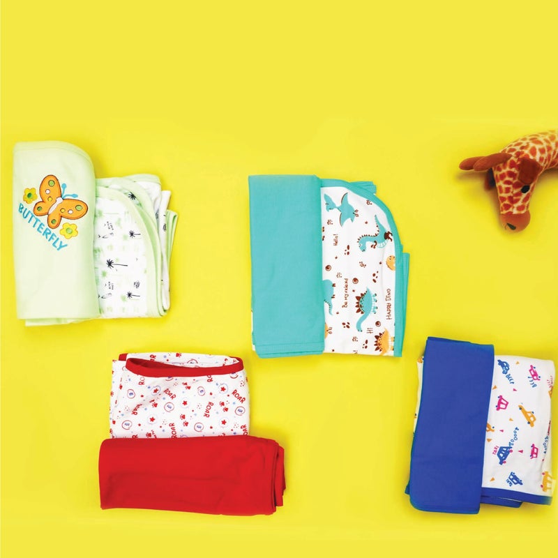 aRIC Super Ultra Soft 100% Cotton Baby Swaddle Cloth | Pure Cotton Sheets Baby Wrap Set for New Born Babies | 1 Printed Wrapping with 1 Solid Sheet (Set of 2 Sheets) - Image 2