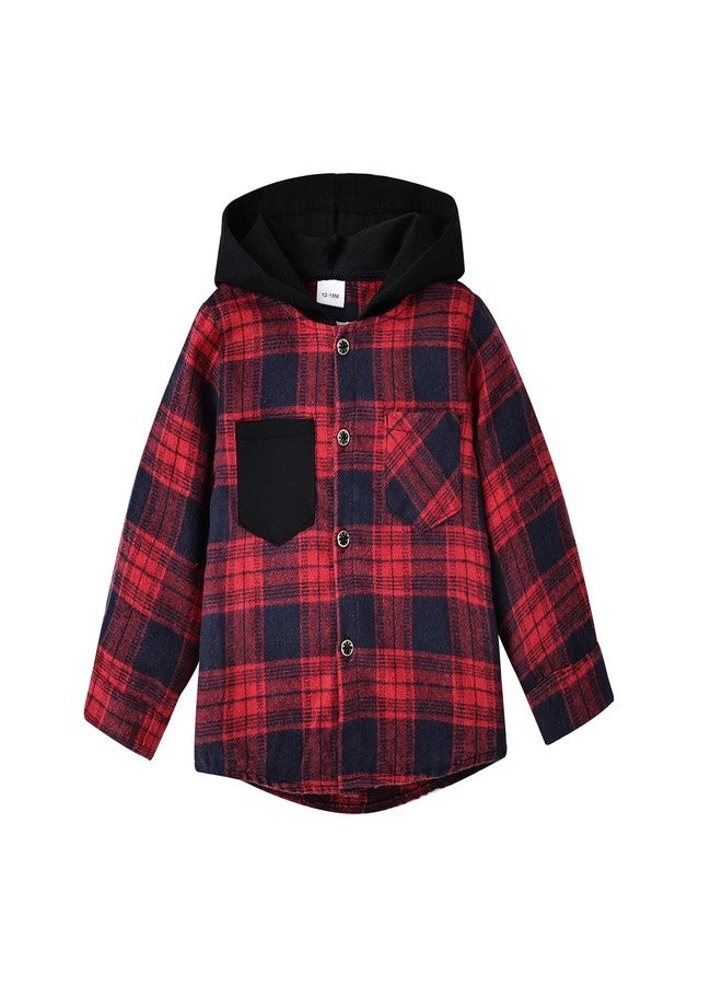 FOCICI Boy Clothes 4T Toddler Plaid Long Sleeve Button Down Jacket Top Shirt Casual Pocket Jacket Fall Winter Outfits Set Red 4-5 Years Old - Image 1