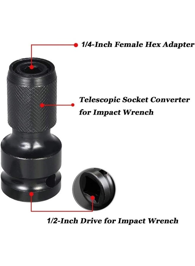 2PCS 1/2 inch Square Drive to 1/4 inch Hex Female Socket Adapter Converter Chuck Adaptor for Air and Electric Impact Wrench  - Image 5