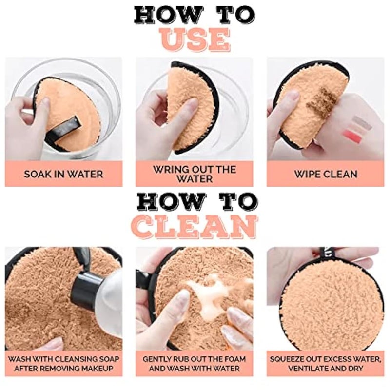 Pack of 3 Reusable Makeup Remover Pads | Soft and Smooth Dual Sided Velvet Microfiber Cloth for Face Eye Lips Skin Cleansing | Washable Facial Pad | Eco-Friendly Beauty Products Cleaning Puffs - Image 3