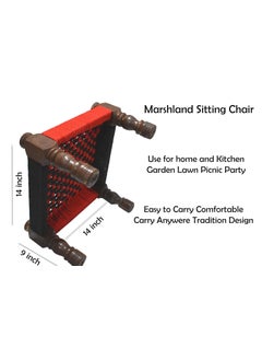 Marshland MARSHLAND Traditional Handicrafts Wooden Khatli Bajot Stool Decorative Chowki Living Room Decoration Chowki for Pooja 14x 14 X 9 Wooden Furniture for Home Living Room Red Color  - Image 3