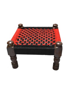 Marshland MARSHLAND Traditional Handicrafts Wooden Khatli Bajot Stool Decorative Chowki Living Room Decoration Chowki for Pooja 14x 14 X 9 Wooden Furniture for Home Living Room Red Color  - Image 1