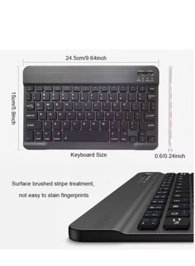 أكاليكس Rechargeable Bluetooth Keyboard and Mouse Combo Ultra-Slim Portable Compact Wireless Mouse Keyboard Set for Android Windows Tablet Cell Phone iPhone iPad Pro Air Mini, iPad OS/iOS 13 and above (Black) - Image 4