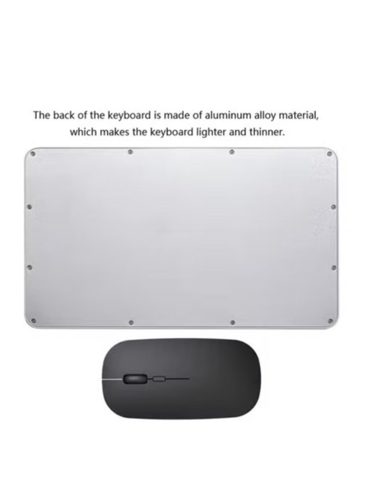 أكاليكس Rechargeable Bluetooth Keyboard and Mouse Combo Ultra-Slim Portable Compact Wireless Mouse Keyboard Set for Android Windows Tablet Cell Phone iPhone iPad Pro Air Mini, iPad OS/iOS 13 and above (Black) - Image 2