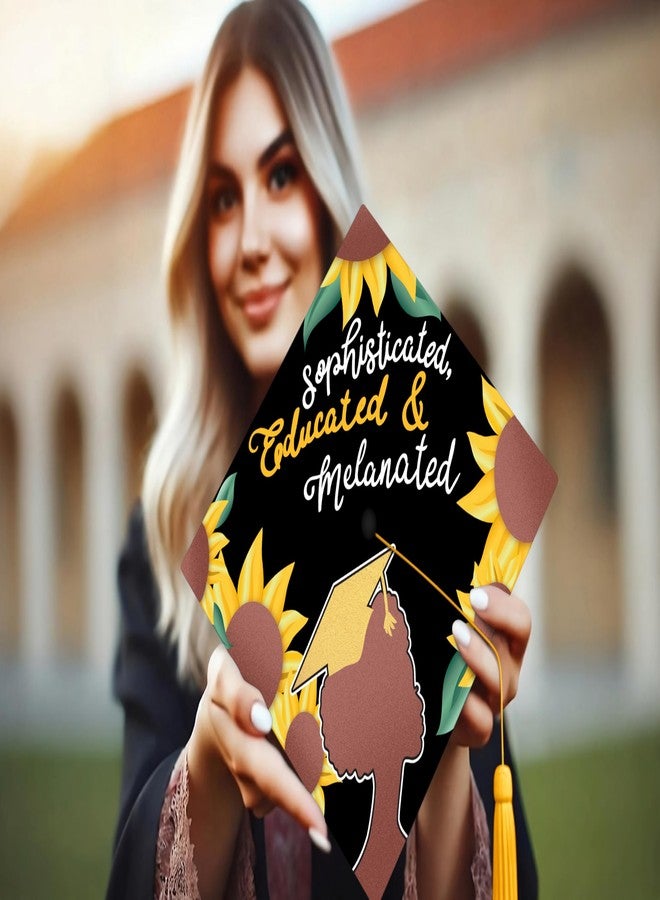 ADVANSYNC Sophisticated, Educated & Melanated Graduation Cap Topper - Image 3