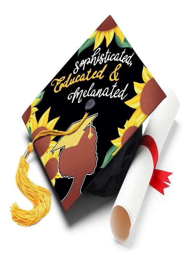 ADVANSYNC Sophisticated, Educated & Melanated Graduation Cap Topper - Image 1