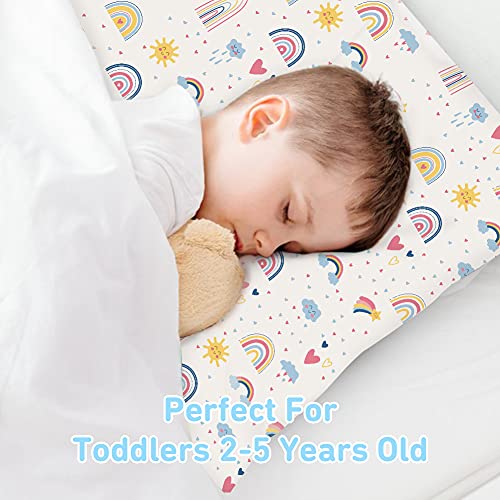 Babebay Toddler Pillow,13X18 Toddler Pillows for Sleeping, Machine Washable Kids Pillow with Pillowcase, Perfect for Travel, Toddlers Cot (Sunshine Rainbow) - Image 2