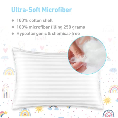 Babebay Toddler Pillow,13X18 Toddler Pillows for Sleeping, Machine Washable Kids Pillow with Pillowcase, Perfect for Travel, Toddlers Cot (Sunshine Rainbow) - Image 5