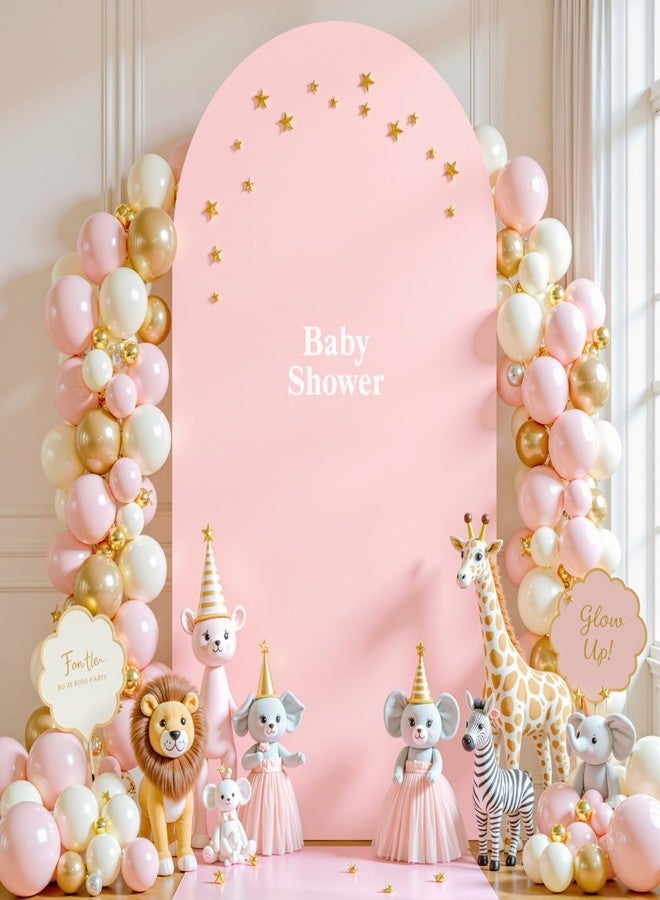 PARTISKY Wedding Ceremony Birthday Party Baby Shower Banquet Decoration 6ft Dusty Rose Arch Spandex 2-Sided Round Chiara Arch Backdrop - Image 1