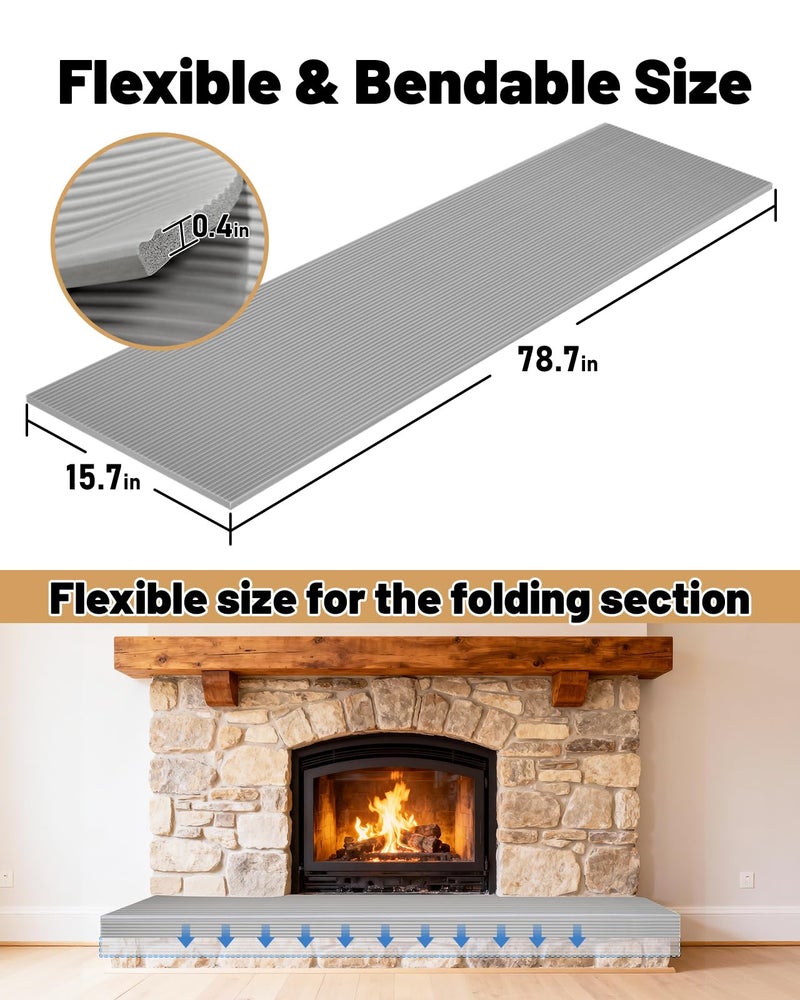 JZHLLA Fireplace Baby Proofing, Soft Seat Edge Cushion with Adhesive Backing, 78'' Foam Hearth Pad for Stone Brick Fire Place Bumper Protector for Toddlers Babies Child, Gray - Image 3