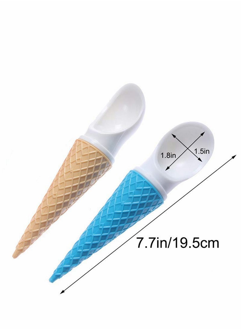 Professional Cone-Shaped Ice Cream Scoops with Non-Slip Handle, BPA-Free Plastic, Reusable Cups for Kids, 2 Pack