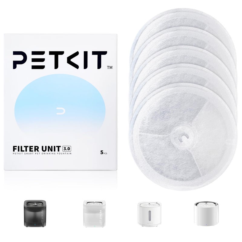 PETKIT Upgraded Filter Units 3.0 for PETKIT Pet Water Fountains Eversweet 2S/3/3 Pro,Eversweet Solo/Solo2/Solo SE & CYBERTAIL, Replacement Filters (5 pcs) - Image 1
