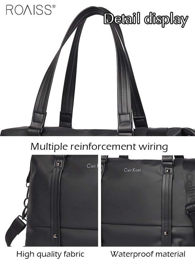 roaiss Large Capacity Lightweight Short Travel Tote Bag Adjustable Detachable Shoulder Strap Fitness Crossbody Bag Waterproof Multi-Pocket Shoulder Bag  - Image 5