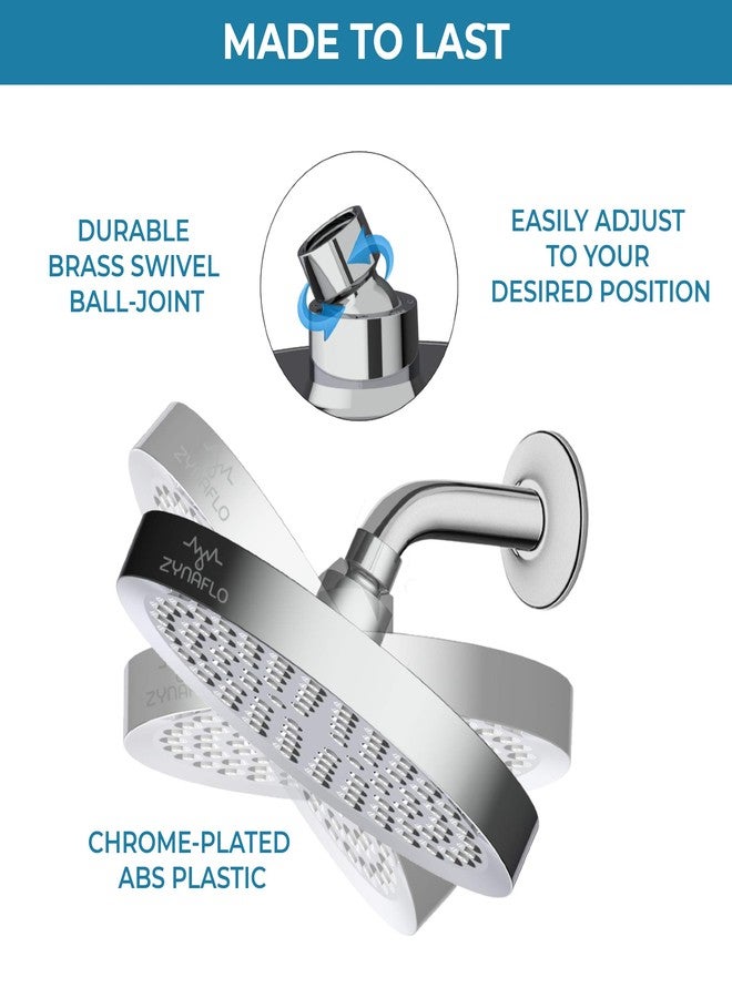 ZYNAFLO High Pressure Rain Shower Head - Large 6-Inch Rainshower Showerhead (Chrome) - Image 3